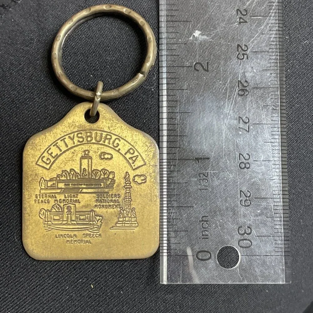 Gettysburg PA Solid Brass Keychain Memorial Monument Vintage Rare